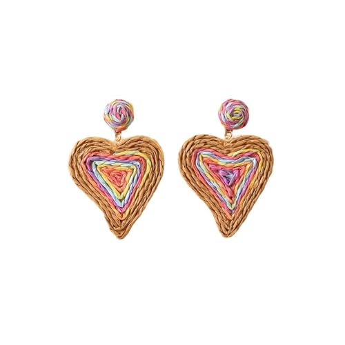 Bohemia Sommer-Ohrringe, handgefertigt, Vintage-Stil, Lafit, Gras, Weben, bunte Blumen, für Damen, Reisen, Party, Schmuck, Geschenke, Einheitsgröße von WUJIHE