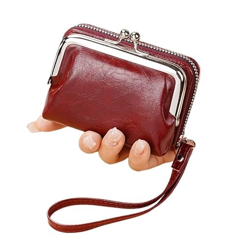 C03 Damen-Geldbörse, Handgelenkschlaufe, kurz, Retro-Stil, Münzwechsel, Aufbewahrungstasche, Mädchen, tragbar, Mini-Kartenhalter, Reißverschluss, Geldklammer, C03-Weinrot, Einheitsgröße C03 Damen-Geldbörse, Handgelenkschlaufe, kurz, Retro-Stil, Münzwechsel, Aufbewahrungstasche, Mädchen, tragbar, Mini-Kartenhalter, Reißverschluss, Geldklammer, C03-Weinrot, Einheitsgröße von WUJIHE