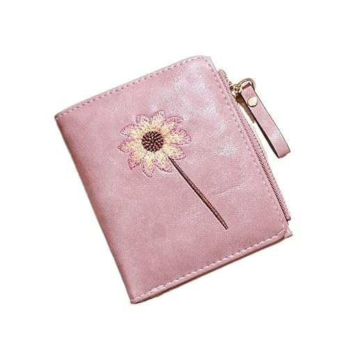 Damen-Geldbörse, Reißverschluss, Grün, Rot, Schwarz, Damengeldbörse, PU-Leder, Kartenhalter, Stickerei, Damen-Geldtasche, rose, Einheitsgröße von WUJIHE