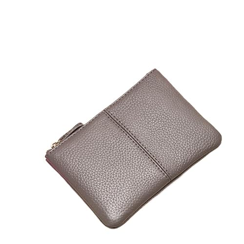 Damen-Geldbörse aus echtem Leder, kleine Kartentasche, Reißverschluss, kurze Geldbörse, Mini-Kartenhalter, Rindsleder, multifunktionale Geldtasche, grau, Einheitsgröße von WUJIHE