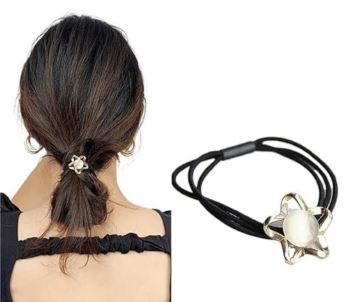 Elegante Haargummis aus Metall für Damen und Mädchen, elastische Haargummis, Zubehör, Krawatte, Ring, Seilhalter, Kopfschmuck, Kopfbedeckung (4) von WUJIHE