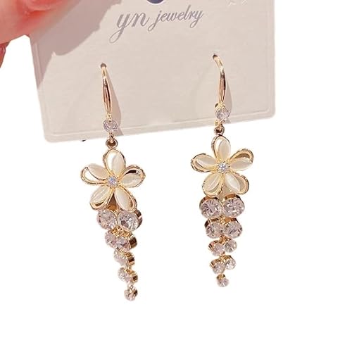 Exquisite Zirkon-Opal-Blumen-Ohrringe für Frauen, glänzende Strasssteine, lange Quaste, Ohrringe, Mädchen, Hochzeit, Party, Temperament-Schmuck, Einheitsgröße Exquisite Zirkon-Opal-Blumen-Ohrringe für Frauen, glänzende Strasssteine, lange Quaste, Ohrringe, Mädchen, Hochzeit, Party, Temperament-Schmuck, Einheitsgröße von WUJIHE