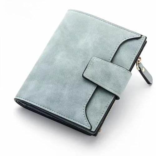 Leder Damen Geldbörse Hasp Kleine Schlanke Münztasche Geldbörse für Frauen Kartenhalter Luxus Marke Geldbörsen Designer Geldbörse, hellblau, Einheitsgröße von WUJIHE