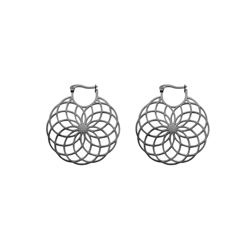 Mandala-Blume des Lebens, Kreolen, Edelstahl, große Ohrringe, Vintage-Piercing, Schmuck, heiliges Amulett, Party-Geschenk, Einheitsgröße Mandala-Blume des Lebens, Kreolen, Edelstahl, große Ohrringe, Vintage-Piercing, Schmuck, heiliges Amulett, Party-Geschenk, Einheitsgröße von WUJIHE