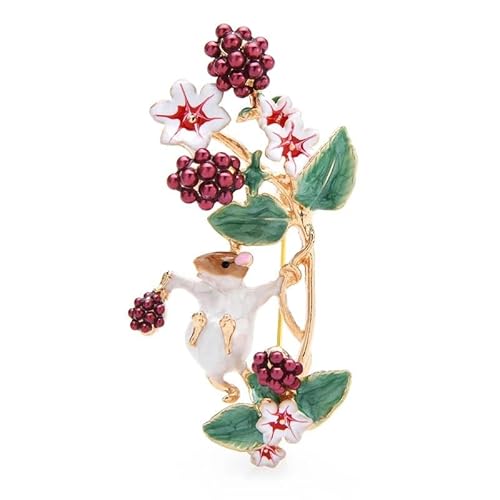 WUJIHE Pick Fruits Eichhörnchen-Brosche für Frauen, schöne Emaille-Tier-Brosche, legere Party-Brosche, Anstecknadel, Geschenke von WUJIHE