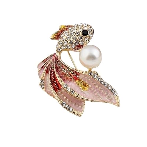 WUJIHE Süße Farbe Goldfisch-Brosche Mode Rheinesonte Perle Fisch Tier Pin Brosche Zubehör WUJIHE Süße Farbe Goldfisch-Brosche Mode Rheinesonte Perle Fisch Tier Pin Brosche Zubehör von WUJIHE