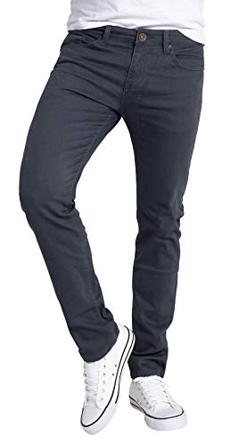 WULFUL Herren Skinny Slim fit Stretch Jeans mit geradem Schnitt 33w x 32l dunkelgrau von WULFUL