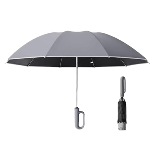 WULUN Automatic Folding Regenschirm, Reverse Faltschirm, Verstärkte 10-Rippen, Winddichter Regenschirm, Mehrschichtiger UV-Schutz, Ausklappdurchmesser 49.2inch, Grau von WULUN