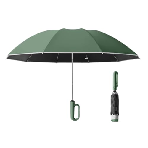 WULUN Automatischer Faltschirm, Reverse Faltschirm, Verstärkte 10-Rippen, Winddichter Regenschirm, Mehrschichtiger UV-Schutz, Ausklappdurchmesser 49.2inch, Dunkelgrün von WULUN