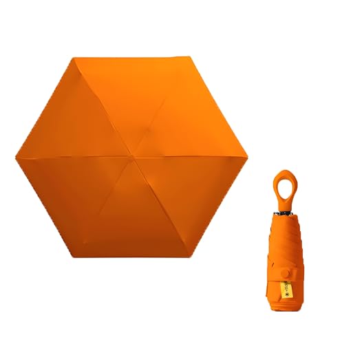WULUN Mini-Sonnenschirm, faltbar, UV-Schutz, kompakter und tragbarer Regenschirm, mehrere Farben, tangerine von WULUN