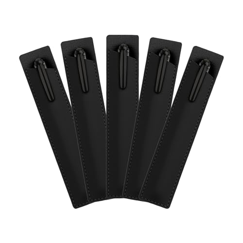 WUMUZAI 5 Stück PU-Leder-Stifthülle, klein, für Füllfederhalter, Tragetasche, Schutzhülle, Organizer für Kugelschreiber, Eingabestift, Stift (schwarz) von WUMUZAI