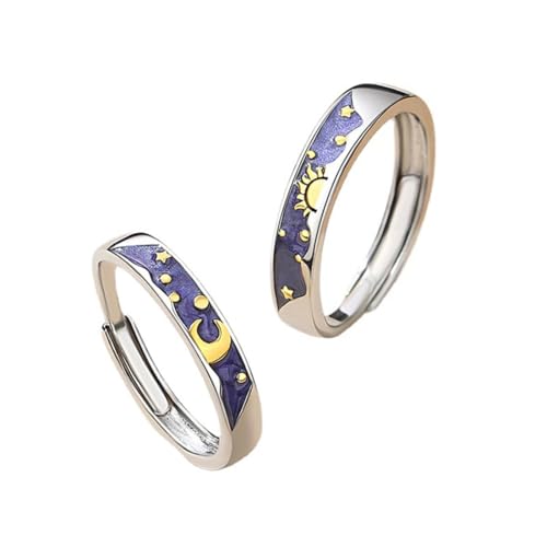 WUMZIRA 2 Stück Ring Silber Silber Matching Rings, Set Damenring Dupes Schmuck Geschenk Verlobungsring Eheringe Glänzend Ring Fingerring Trauringe Engagement Promise Ring für Paar Ring Schmuck von WUMZIRA