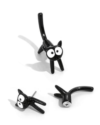 WUNZILO 1 Paar Vintage Schwarz Katze Ohr Jacke Ohrringe Schwarz Acryl Katze Ohrstecker Ohrringe Cartoon Tier Jacke Ohrringe Gothic Katze Ohrringe Schmuck Für Frauen Und Mädchen von WUNZILO