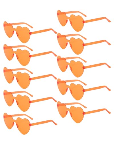 WUNZILO 10 Stück Brille Herz Sonnenbrille für Damen, Partybrille Neon Farben Herzform Brille, Magische Farben Party Brille,Transparente Bunte Herzform Sonnenbrille von WUNZILO