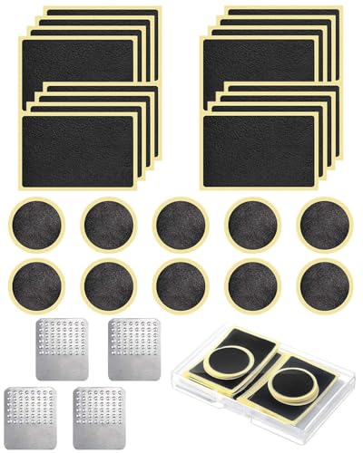 WUNZILO 28-teiliges Fahrradreifenflicken-Reparaturset, klebefreies Flicken, Flicken-Reparaturset, selbstklebender Fahrrad-Innenschlauch, Gummipatches mit Metallraspel für Mountainbikes und Rennräder von WUNZILO