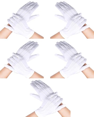 WUNZILO 5 Paar Kinder Partyhandschuhe Baumwolle Weiß Kinderhandschuhe Cosplay Kostüm Handschuhe Handgelenk Lang Formelle Party Handschuhe Baumwollhandschuhe für Mädchen und Jungen von WUNZILO