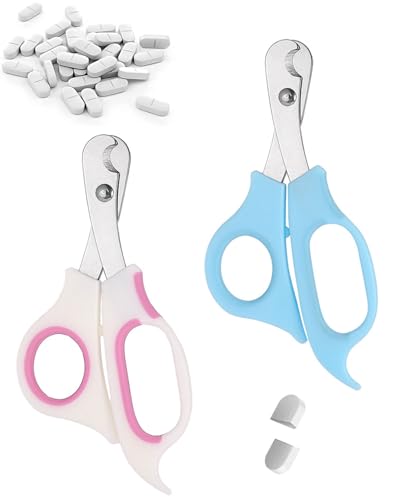 WUNZILO Tablettenteiler Schere Pille Schere Schneider mit Edelstahl Klinge und Ergonomisch Griff für Genau Dosierung von Klein Groß Pille Tablette Vitamine Alten Kinder Haustier Reise Gefallen, 2 pcs von WUNZILO