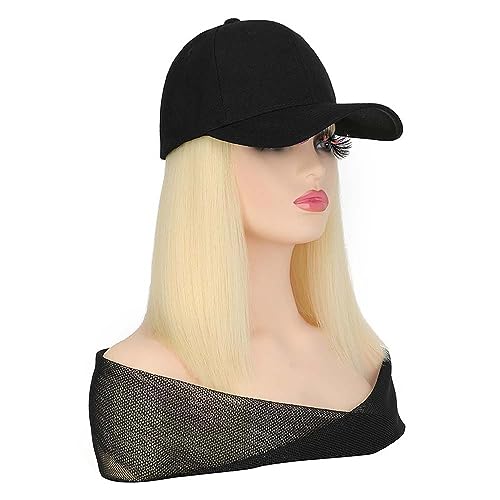 WUODHTW 9.84 Zoll/25 cm kurze Bobo Kopf Perücke Baseball Cap Perücke Damen Perücke Sommer Sonnenhut Perücke von WUODHTW