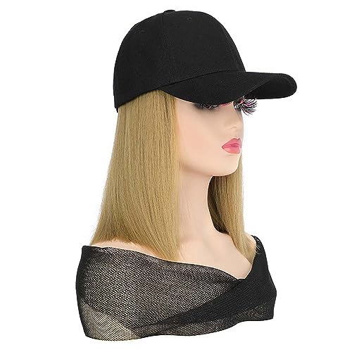 WUODHTW 9.84 Zoll/25 cm kurze Bobo Kopf Perücke Baseball Cap Perücke Damen Perücke Sommer Sonnenhut Perücke von WUODHTW