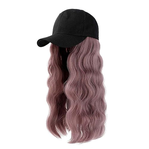 WUODHTW Baseball Cap Perücken für Damen Duck Zunge Hut Perücke Lockige Hutperücke Big Wave Long Roll Perücke von WUODHTW