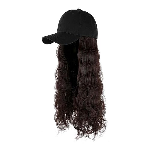 WUODHTW Baseball Cap Perücken für Damen Duck Zunge Hut Perücke Lockige Hutperücke Big Wave Long Roll Perücke von WUODHTW