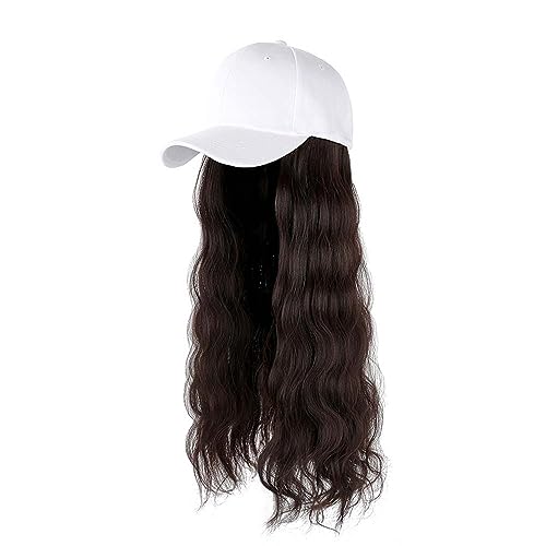 WUODHTW Baseball Cap Perücken für Damen Duck Zunge Hut Perücke Lockige Hutperücke Big Wave Long Roll Perücke von WUODHTW