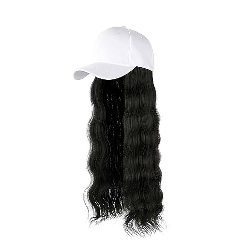 WUODHTW Baseball Cap Perücken für Damen Duck Zunge Hut Perücke Lockige Hutperücke Big Wave Long Roll Perücke von WUODHTW