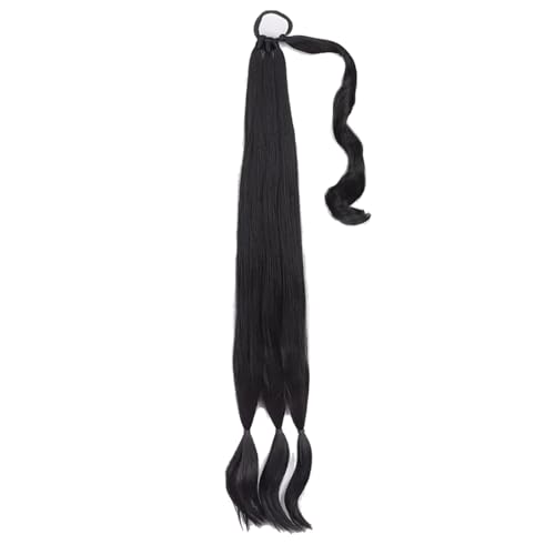 WUODHTW Braid Extensions Pferdeschwanz Verlängerung mit Haargummi 85cm Lang Ponytail Geflochten Kunsthaar Haarverlängerung Rötlich Braun Zopf Haarteil für Damen von WUODHTW