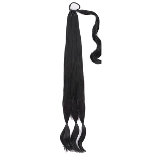 WUODHTW Braid Extensions Pferdeschwanz Verlängerung mit Haargummi 85cm Lang Ponytail Geflochten Kunsthaar Haarverlängerung Rötlich Braun Zopf Haarteil für Damen von WUODHTW