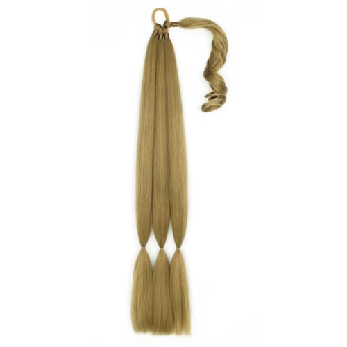 WUODHTW Braid Extensions Pferdeschwanz Verlängerung mit Haargummi 85cm Lang Ponytail Geflochten Kunsthaar Haarverlängerung Rötlich Braun Zopf Haarteil für Damen von WUODHTW