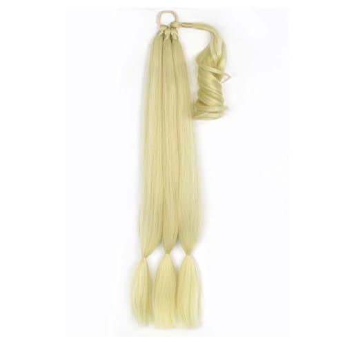 WUODHTW Braid Extensions Pferdeschwanz Verlängerung mit Haargummi 85cm Lang Ponytail Geflochten Kunsthaar Haarverlängerung Rötlich Braun Zopf Haarteil für Damen von WUODHTW