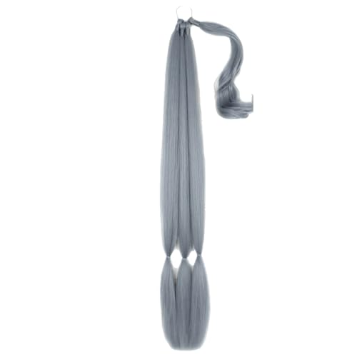 WUODHTW Braid Extensions Pferdeschwanz Verlängerung mit Haargummi 85cm Lang Ponytail Geflochten Kunsthaar Haarverlängerung Rötlich Braun Zopf Haarteil für Damen von WUODHTW