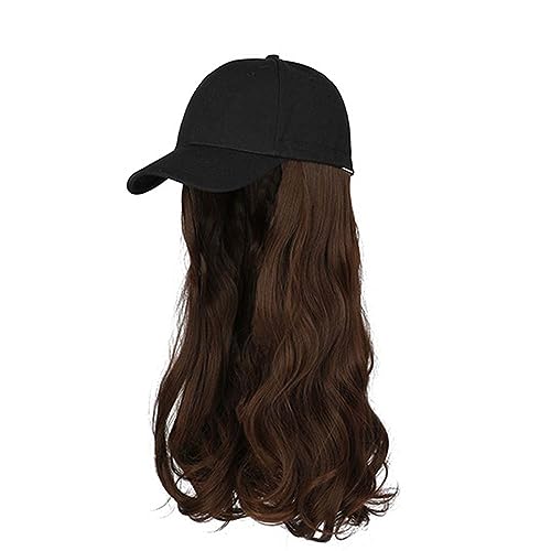 WUODHTW Damen Baseball Cap Perücke natürliche Welle langes Haar verstellbares Wellenhaar Sonnenhut Perücke von WUODHTW