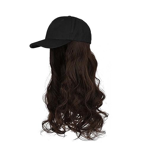 WUODHTW Damen Baseball Cap Perücke natürliche Welle langes Haar verstellbares Wellenhaar Sonnenhut Perücke von WUODHTW