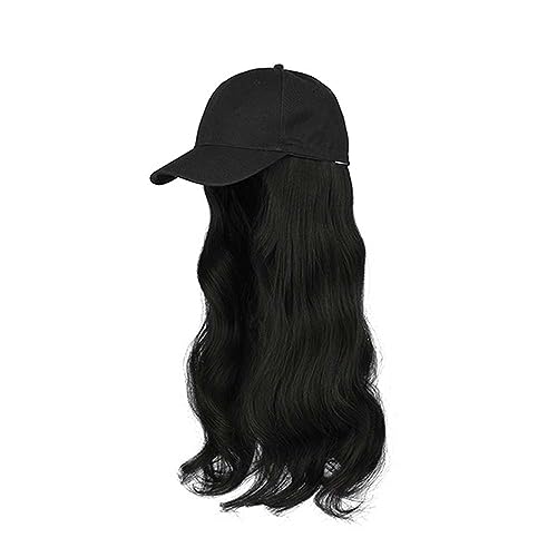 WUODHTW Damen Baseball Cap Perücke natürliche Welle langes Haar verstellbares Wellenhaar Sonnenhut Perücke von WUODHTW