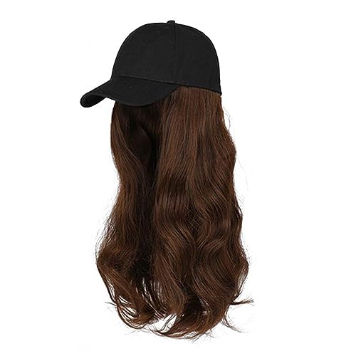 WUODHTW Damen Baseball Cap Perücke natürliche Welle langes Haar verstellbares Wellenhaar Sonnenhut Perücke von WUODHTW