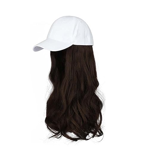 WUODHTW Damen Baseball Cap Perücke natürliche Welle langes Haar verstellbares Wellenhaar Sonnenhut Perücke von WUODHTW