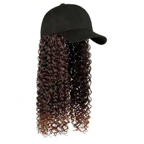 WUODHTW Ente Zunge Hut Curled Perücke Baseball Cap Perücke Afroamerikanisch Frauen Baseball Hut Perücke Sonnenhut für lockiges Haar von WUODHTW