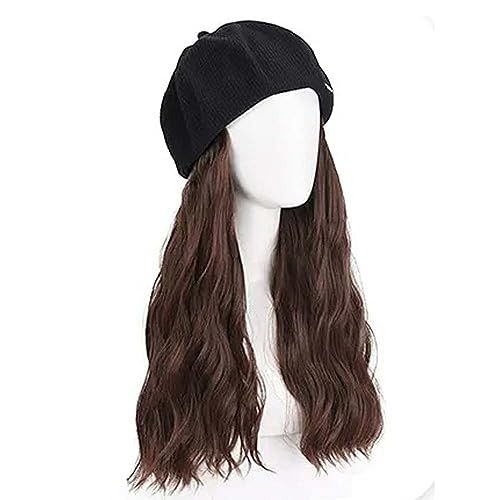 WUODHTW Frauen Beret Perücke Mode Hut Perücke 15.7-Zoll Welle Lockiges Haar Tägliche Party Beret Perücke von WUODHTW