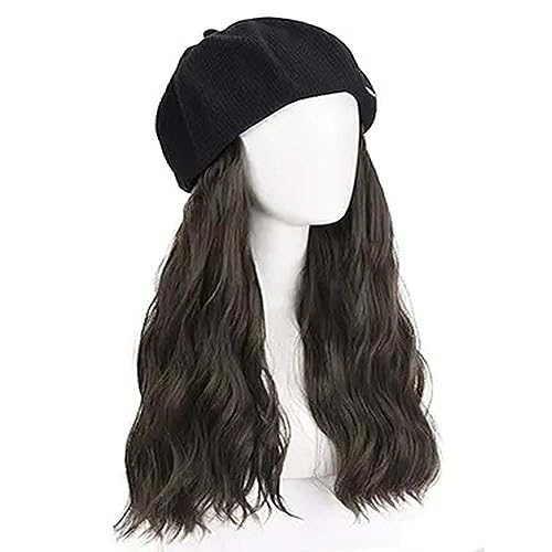 WUODHTW Frauen Beret Perücke Mode Hut Perücke 15.7-Zoll Welle Lockiges Haar Tägliche Party Beret Perücke von WUODHTW