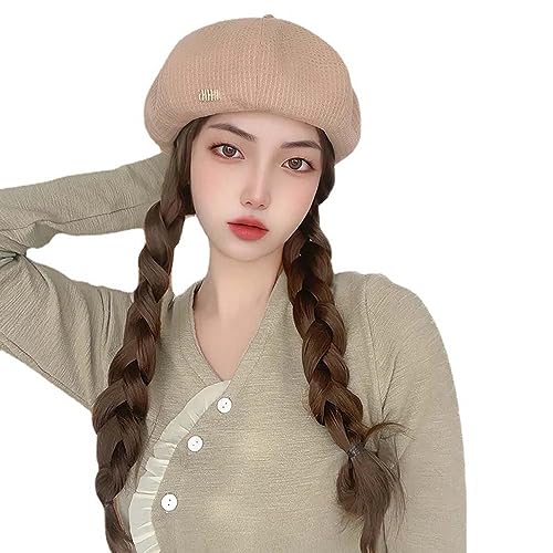 WUODHTW Frauen Beret Perücke Mode Hut Perücke 15.7-Zoll Welle Lockiges Haar Tägliche Party Beret Perücke von WUODHTW