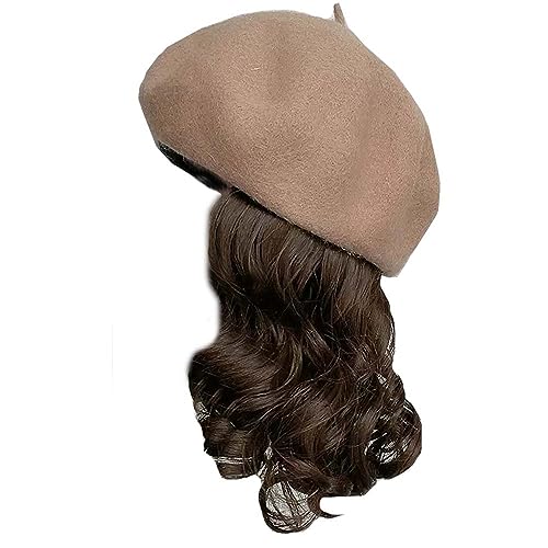 WUODHTW Frauen Beret Perücke Welle Lockiges Haar Tägliche Party Perücke Herbst/Winter Kaschmir Hut Perücke von WUODHTW