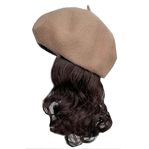 WUODHTW Frauen Beret Perücke Welle Lockiges Haar Tägliche Party Perücke Herbst/Winter Kaschmir Hut Perücke von WUODHTW