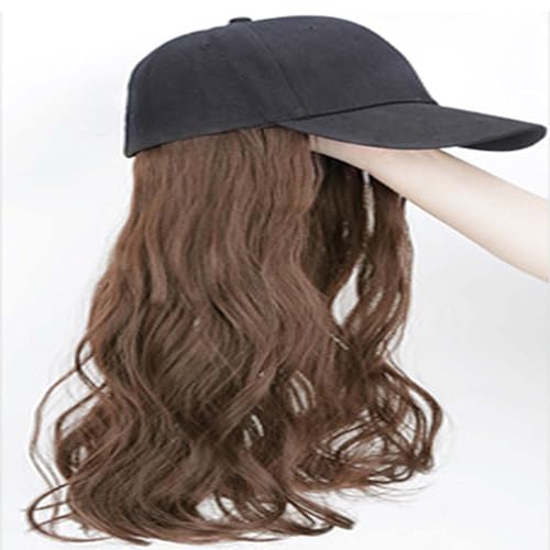 WUODHTW Frauen Glattes Haar Perücke Baseball Hut Perücke Wolle Lockiges Haar Welle Langes Lockiges Haar Schwarz Ente Zunge Hut von WUODHTW