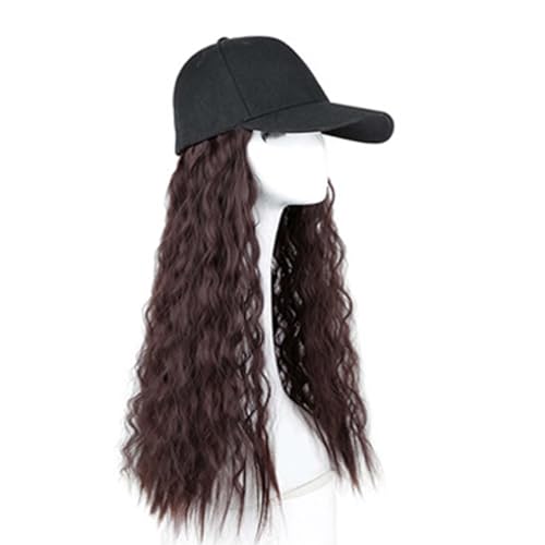 WUODHTW Frauen Glattes Haar Perücke Baseball Hut Perücke Wolle Lockiges Haar Welle Langes Lockiges Haar Schwarz Ente Zunge Hut von WUODHTW