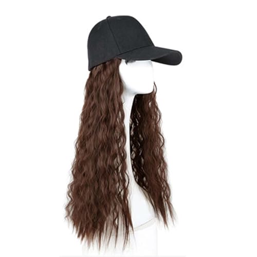 WUODHTW Frauen Glattes Haar Perücke Baseball Hut Perücke Wolle Lockiges Haar Welle Langes Lockiges Haar Schwarz Ente Zunge Hut von WUODHTW