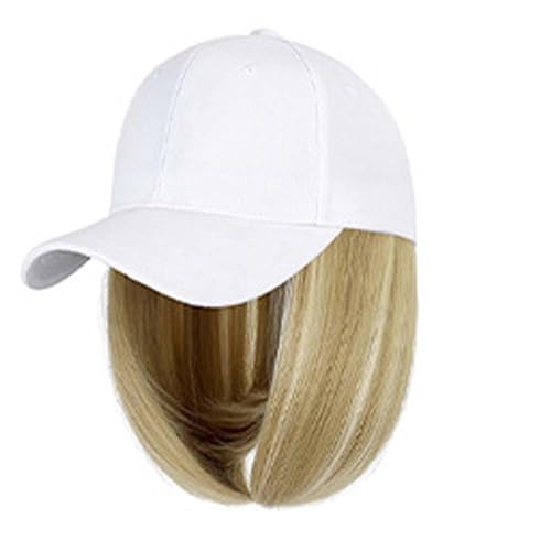 WUODHTW Frauen Perücke Baseball Hut Perücke Welle Kopf Kurzes gerades Haar Verstellbare Ente Zunge Hut Sonnenhut Perücke von WUODHTW