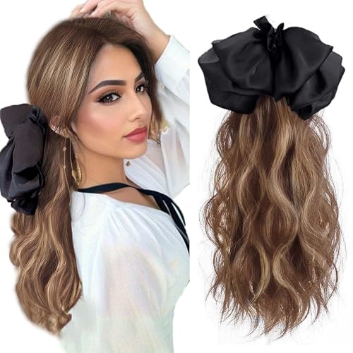 WUODHTW Klauen Clip Pferdeschwanz Verlängerung 30.4cm Pferdeschwanz Zopf Extensions Claw Clip in Wavy Ponytail Extension Synthetik Haarverlängerung für Frauen Damen von WUODHTW