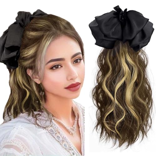 WUODHTW Klauen Clip Pferdeschwanz Verlängerung 30.4cm Pferdeschwanz Zopf Extensions Claw Clip in Wavy Ponytail Extension Synthetik Haarverlängerung für Frauen Damen von WUODHTW