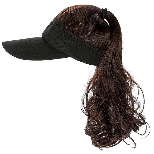 WUODHTW Pferdeschwanz Perücke Baseball Cap Perücke Frauen wellige lange Haare Perücke Golf Baseball Cap Perücke von WUODHTW